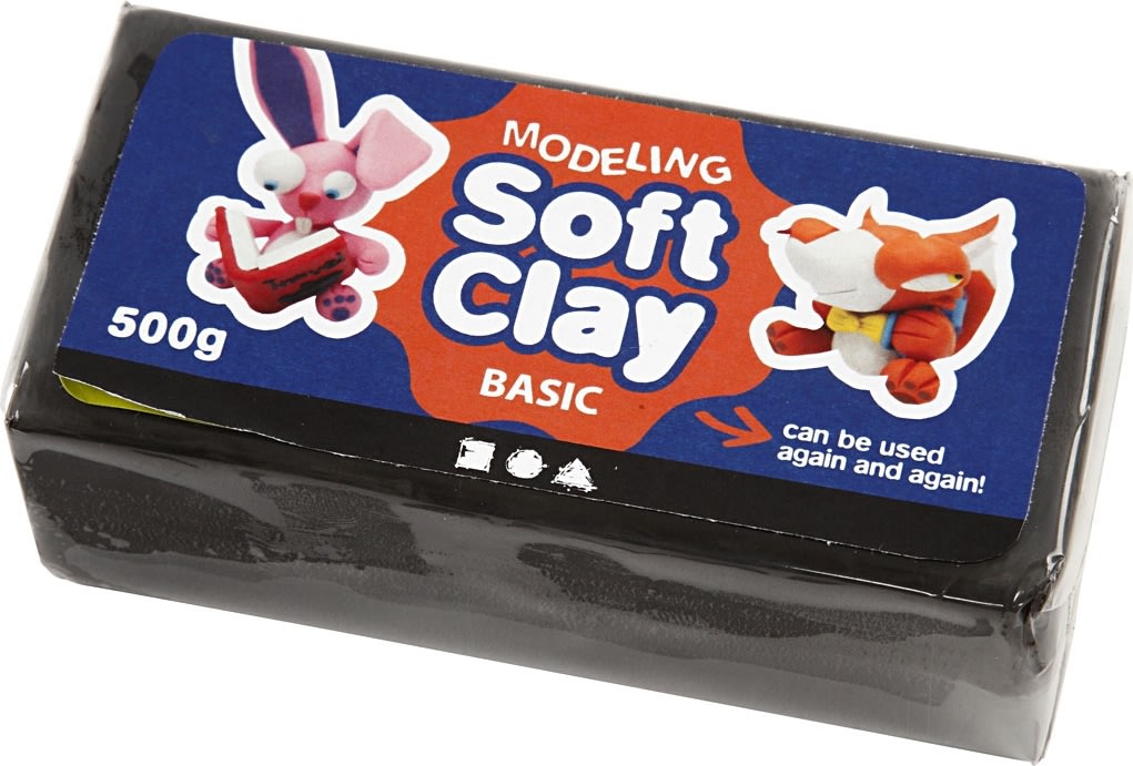 Soft Clay Modellervoks, 500 g, sort