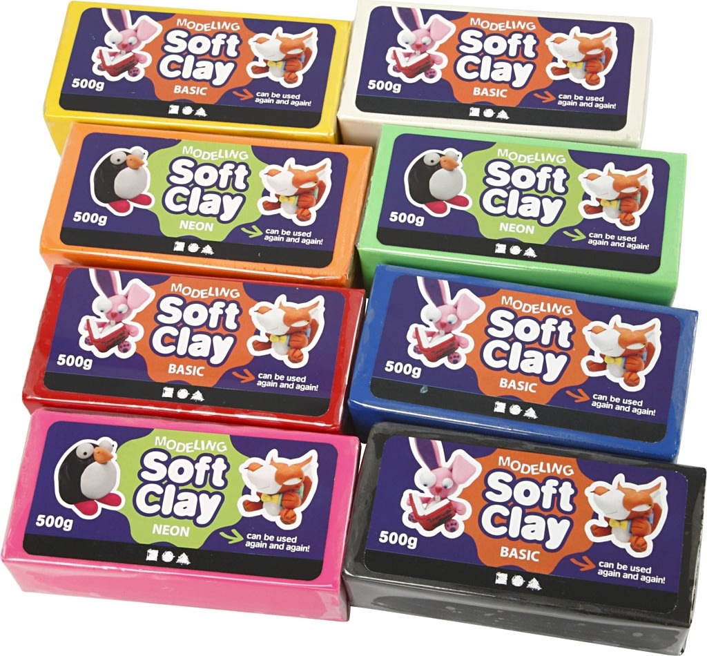 Modellera Soft Clay 8x500g Blandade Färger