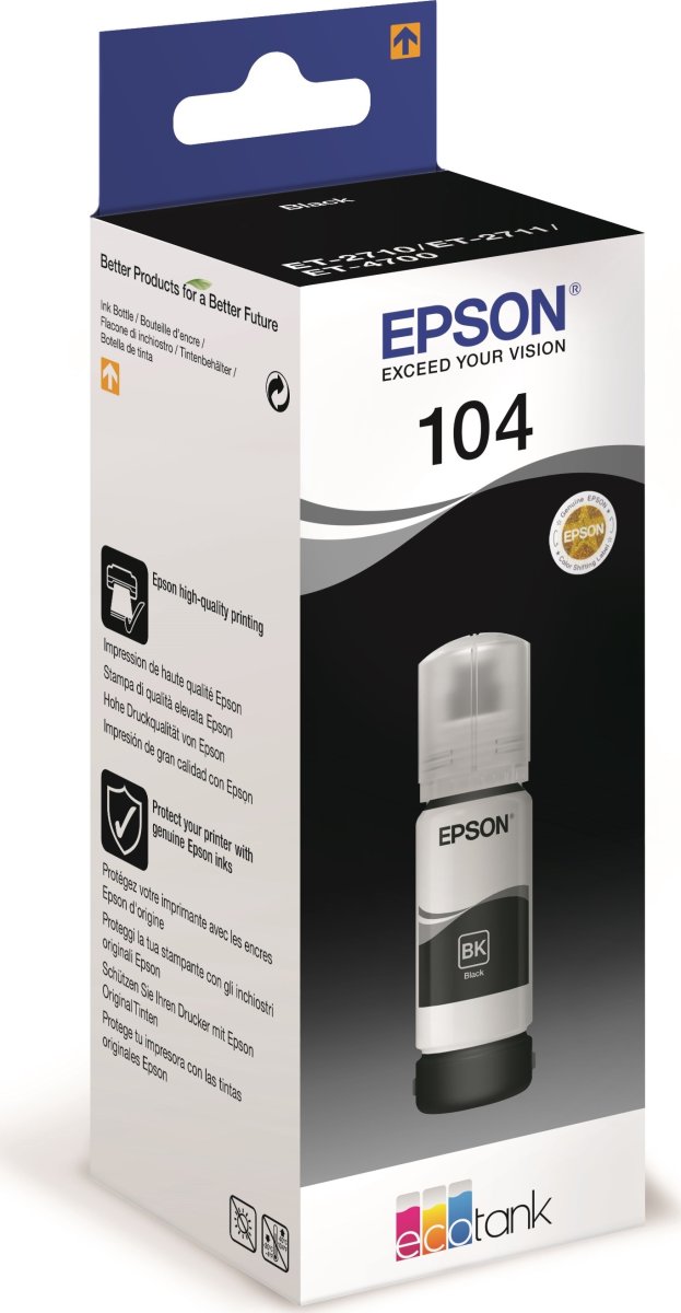 Epson T104 EcoTank blækpatron, sort
