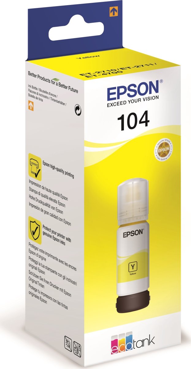 Epson T104 EcoTank blækpatron, gul
