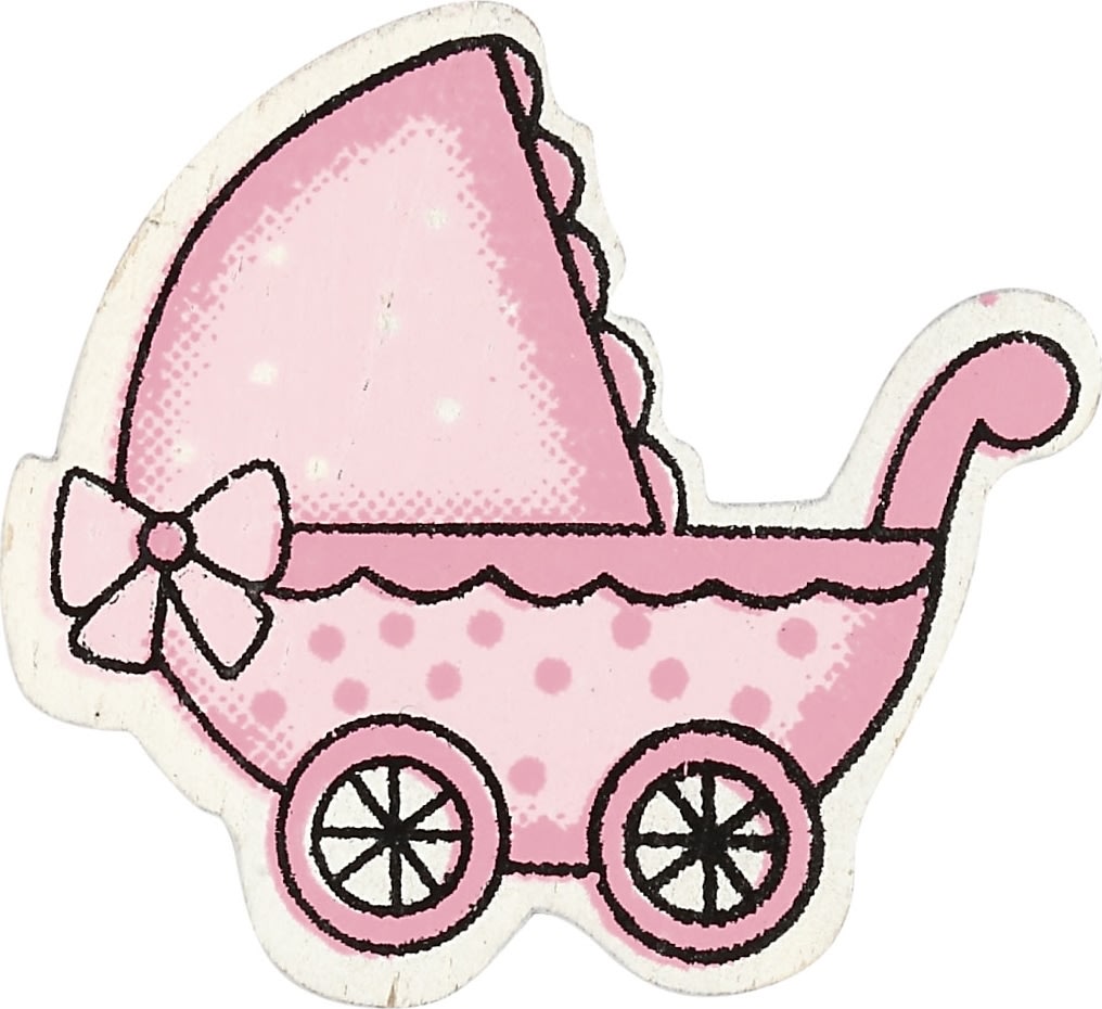 Träfigur Happy Moments barnvagn rosa