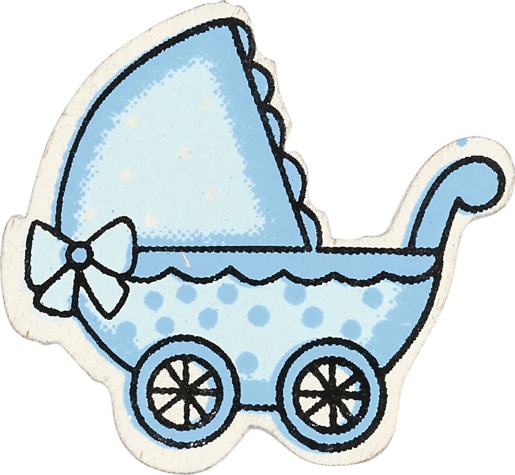 Träfigur Happy Moments barnvagn ljusblå