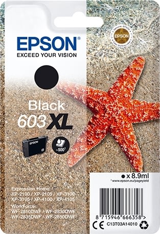 Epson 603XL blækpatron, sort, blister m/alarm