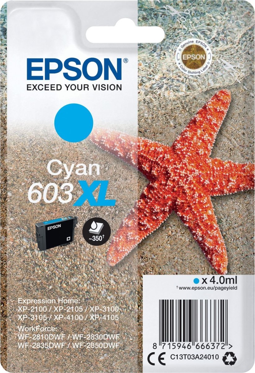 Epson 603XL blækpatron, cyan, blister, 4ml