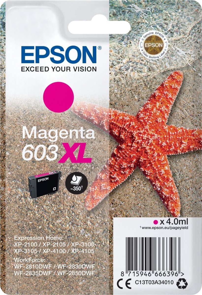 Epson 603XL blækpatron, magenta, blister m/alarm