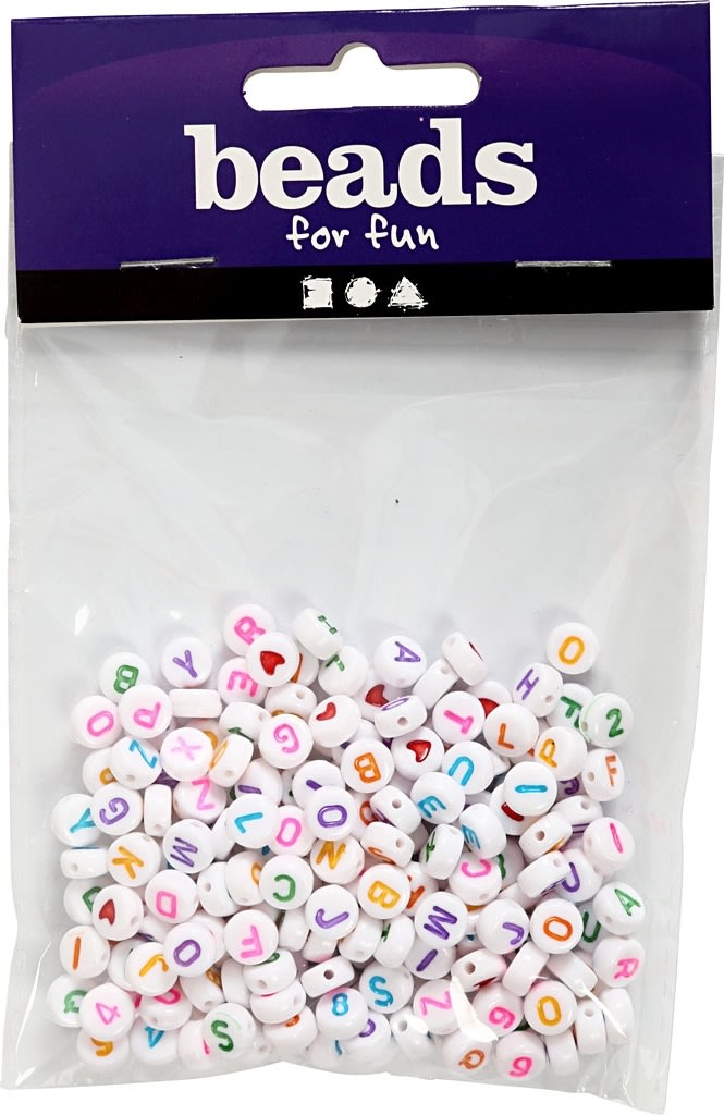 Beads Bogstavperler, 7 mm, 200 stk