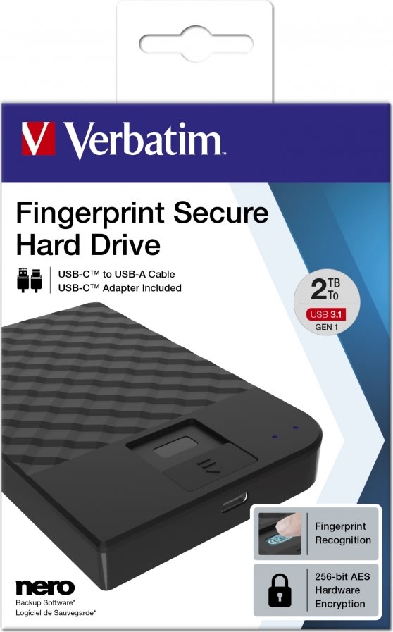 Verbatim USB 3.1 ekstern harddisk, 2 TB, sort