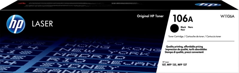 HP 106A / W1106A lasertoner, sort