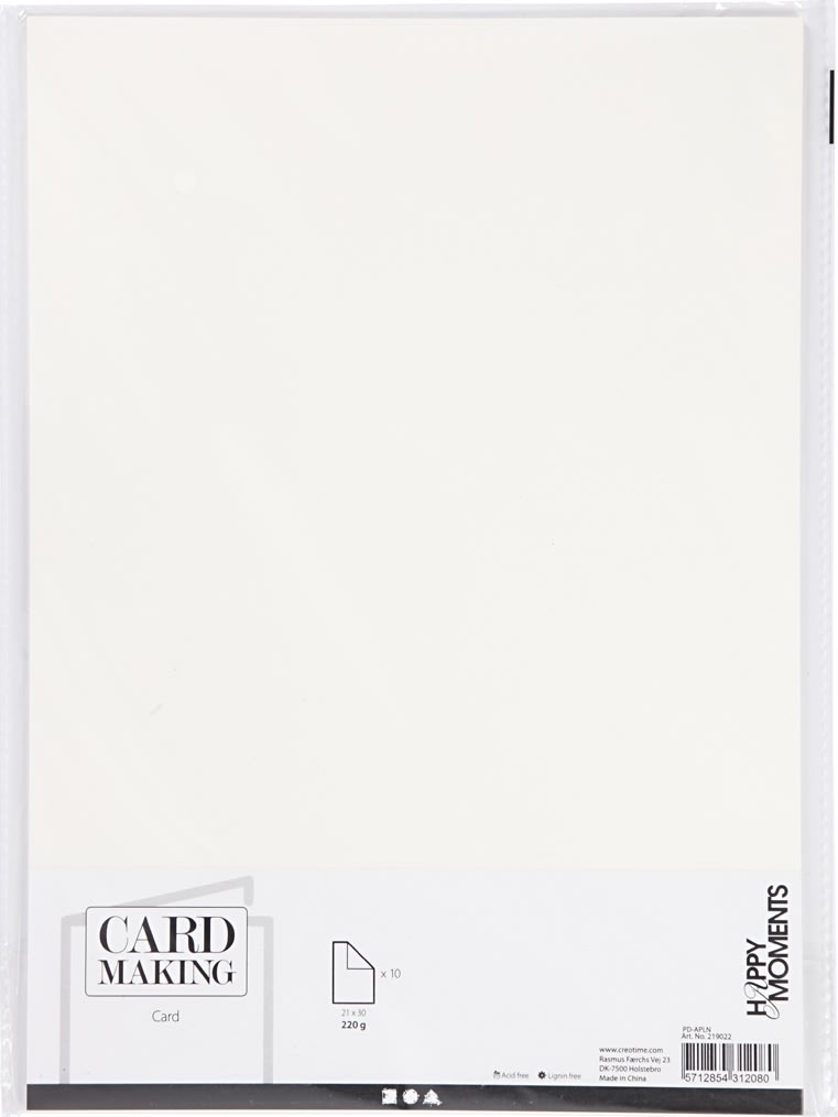 Kartong Happy Moments A4 220 g 10 ark Råvit