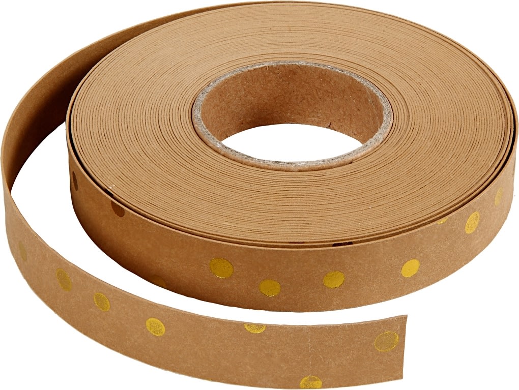 Läderpapper Flätstrimlor 15mm x 9,5 m guldprick