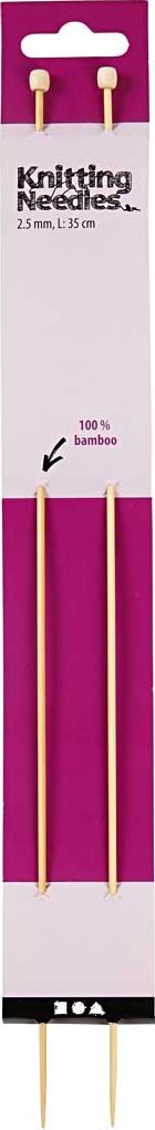 Sticknålar nr 2.5, L: 35 cm, bambu