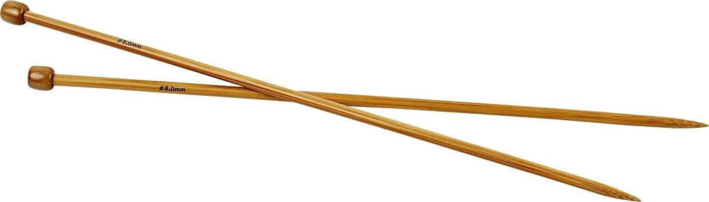 Sticknålar nr 6, L 35 cm, bambu