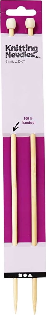 Sticknålar nr 6, L 35 cm, bambu