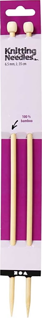 Sticknålar nr 6.5, L 35 cm, bambu