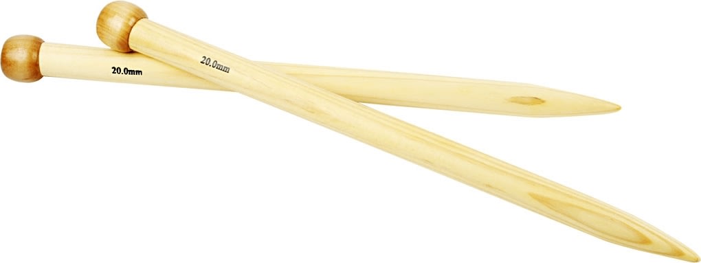Sticknålar nr 20 L 35 cm, bambu