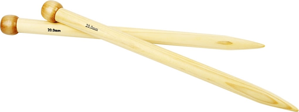 Strikkepinde, nr. 20, L: 35 cm, bambus