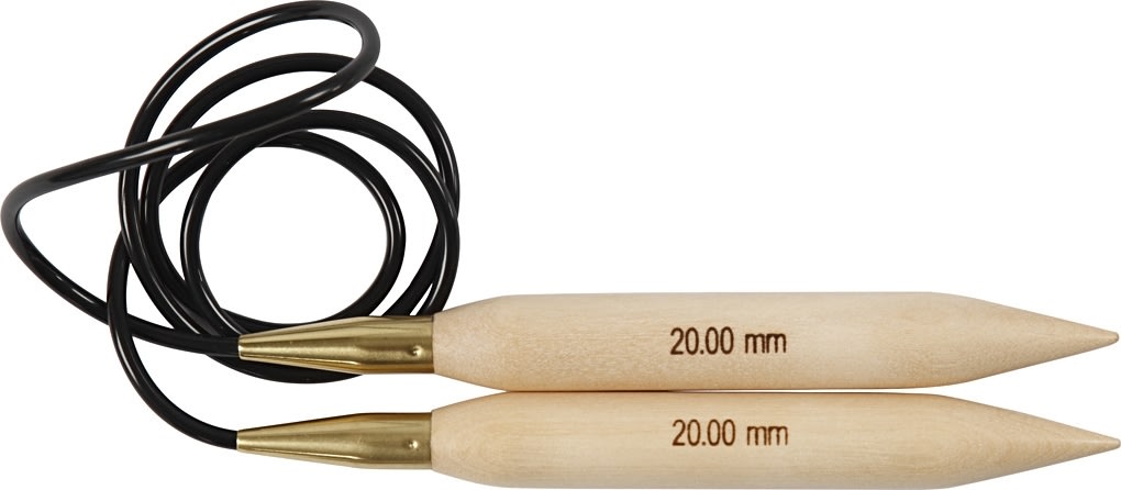 Rundstickor 20 L 150 cm, lackerat trä