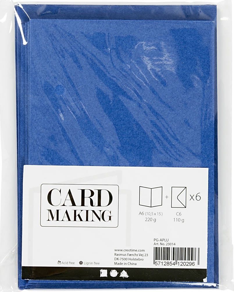 Brevkort og kuverter, 6 sæt, blå
