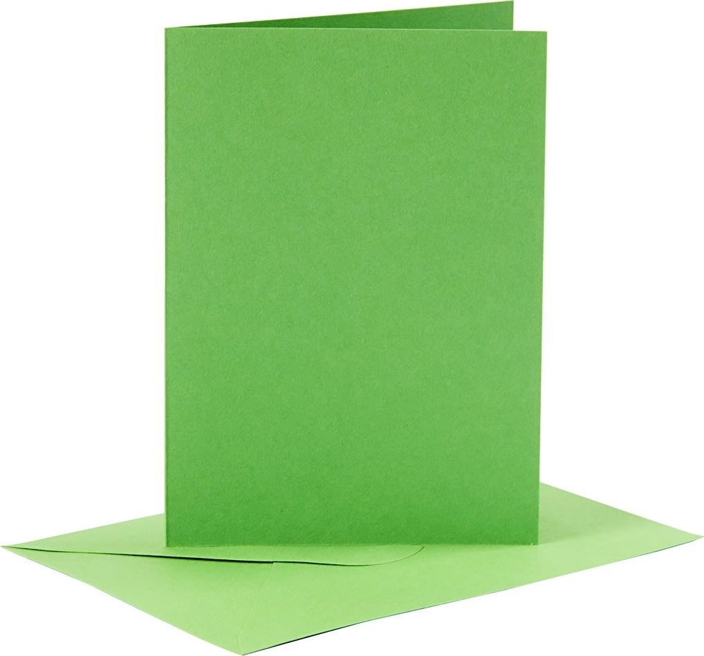 Brevkort och kuvert 6 set grön