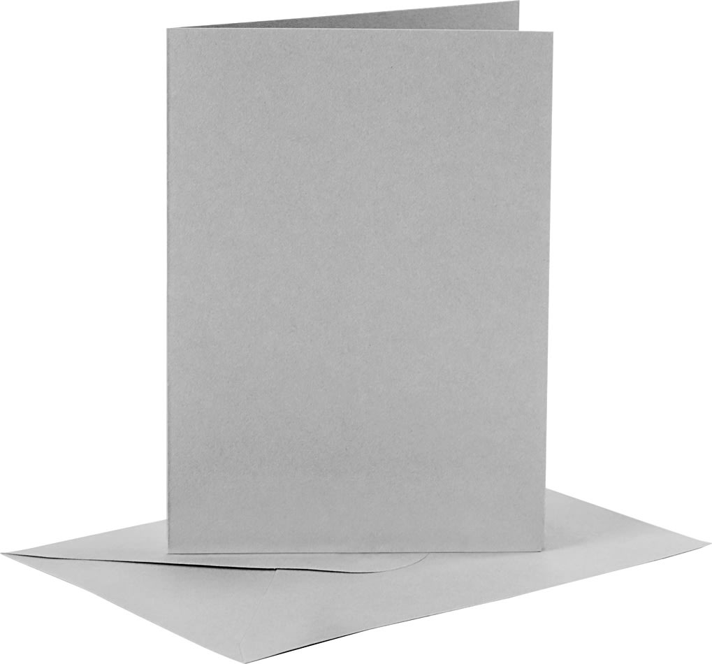 Brevkort och kuvert 6 set grått