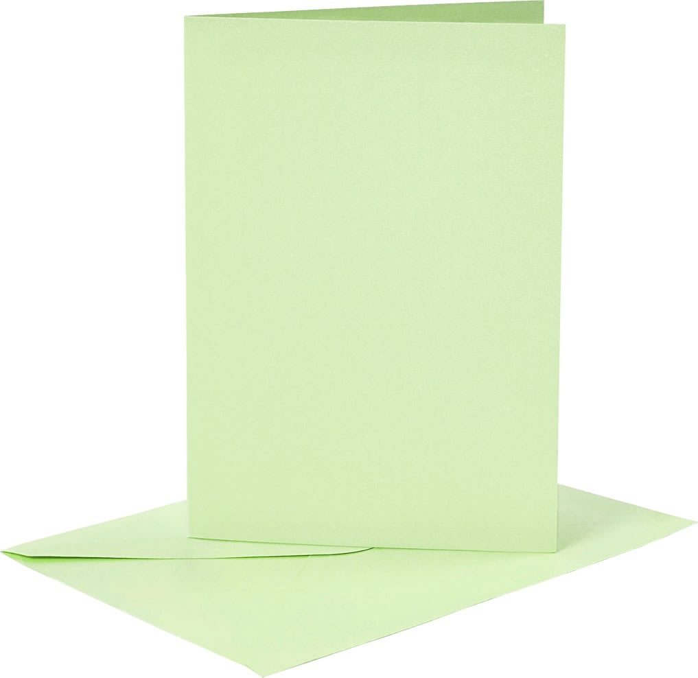 Brevkort och kuvert 6 set ljusgröna