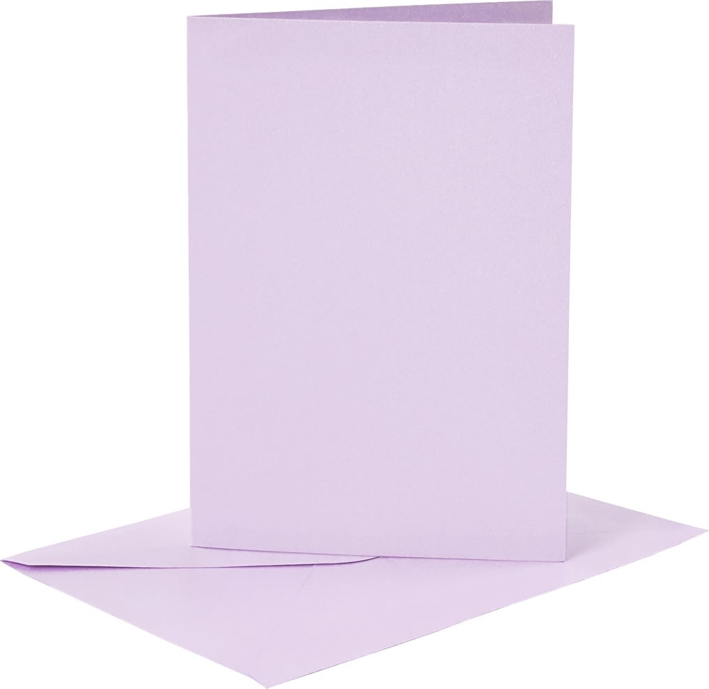 Brevkort och kuvert 6 set lila