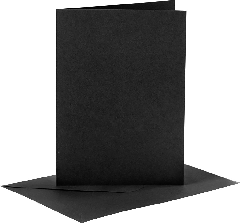 Brevkort och kuvert 6 set svart