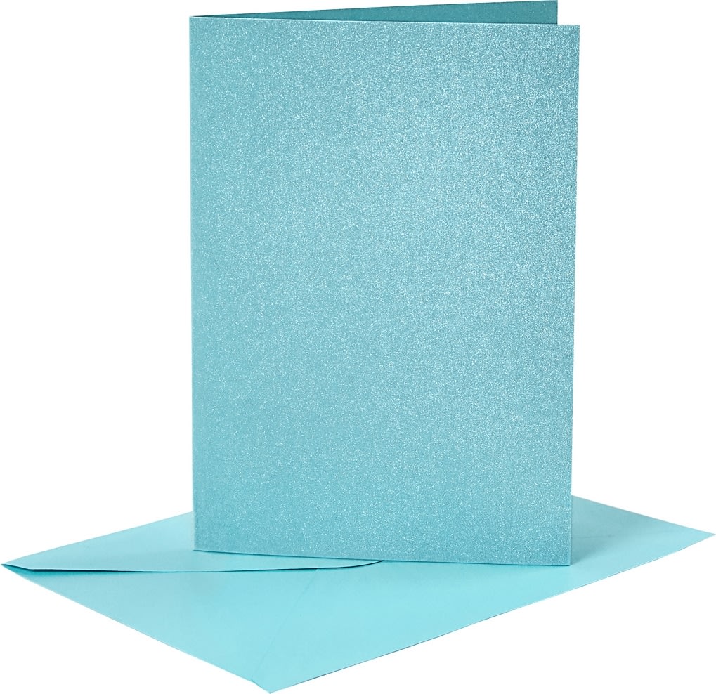 Perlemorskort og kuverter, 4 sæt, blå