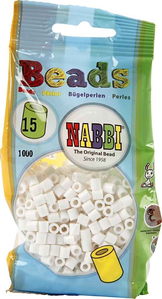 Nabbi Rørperler, 1100 stk, hvid (15)