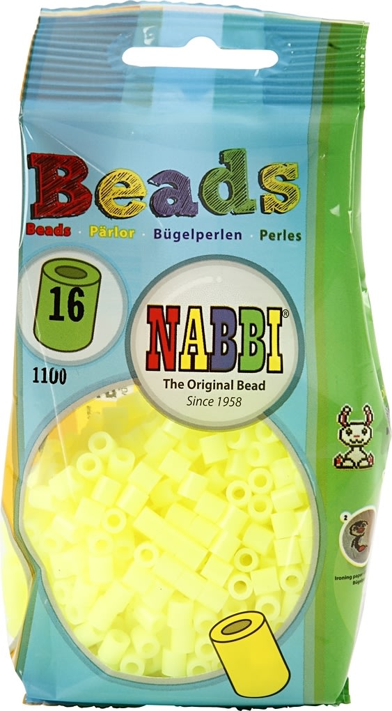 Nabbi Rørperler, 1100 stk, gul pastel (16)