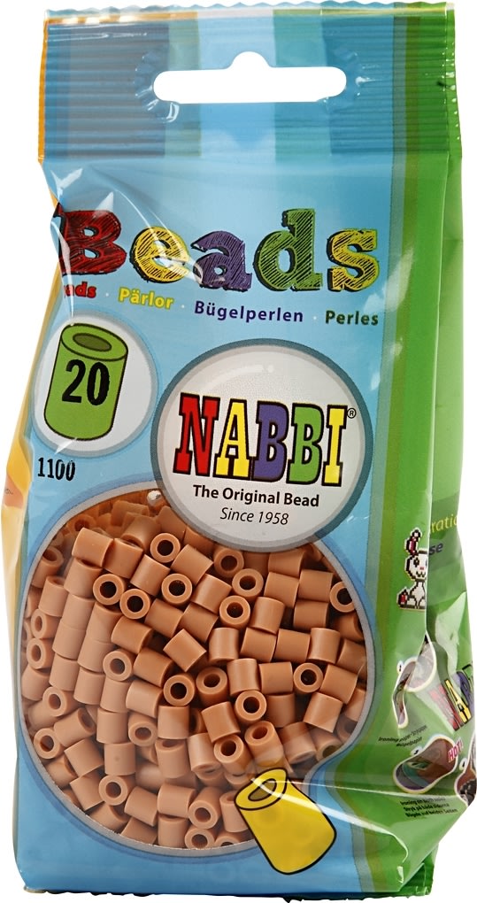 Nabbi Rørperler, 1100 stk, lys brun (20)