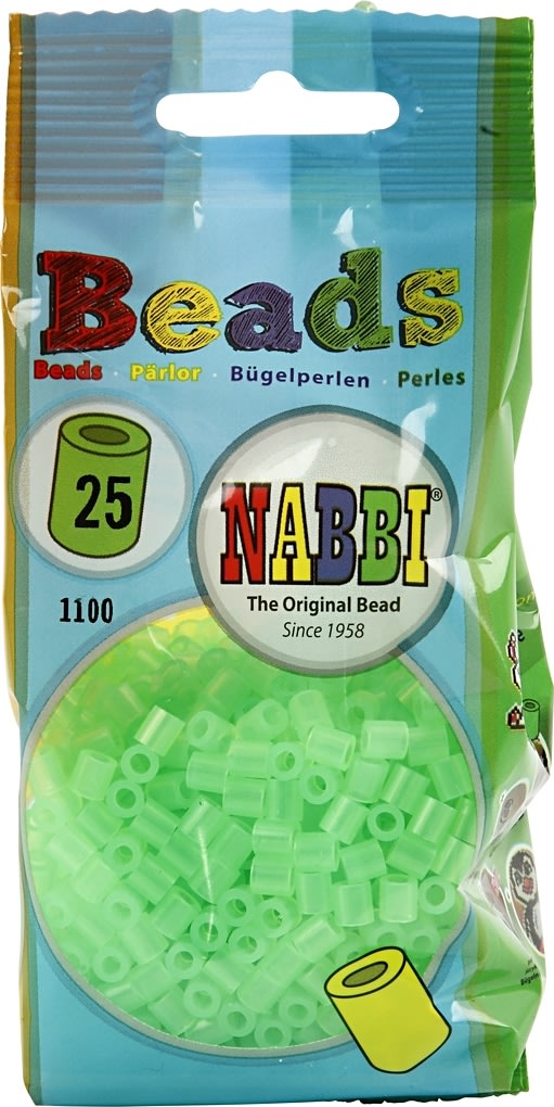 Nabbi Rørperler, 1100 stk, neongrøn (25)