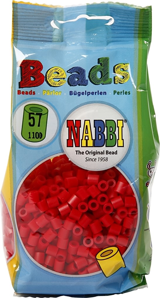 Nabbi Rørperler, 1100 stk, rød (57)
