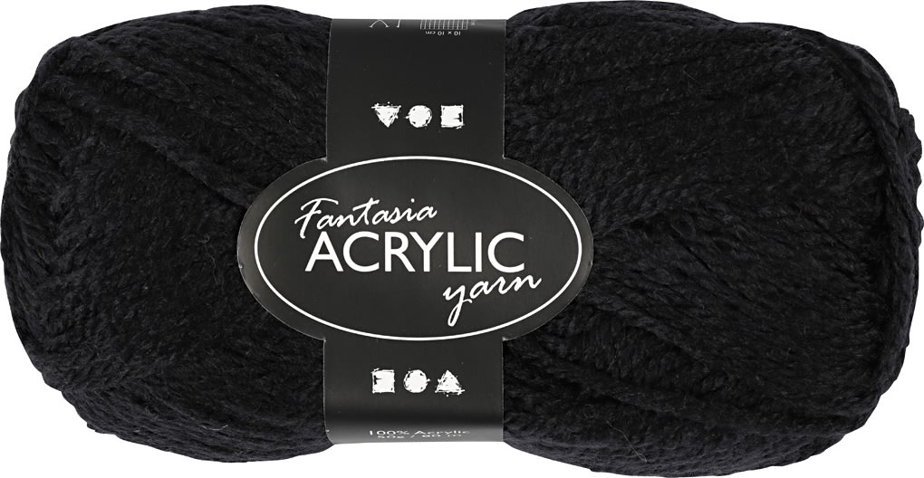 Akrylgarn Fantasia 50g svart