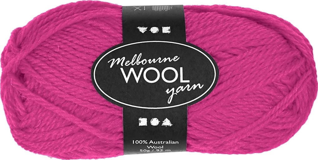 Melbourne Uldgarn, 50g, neon pink