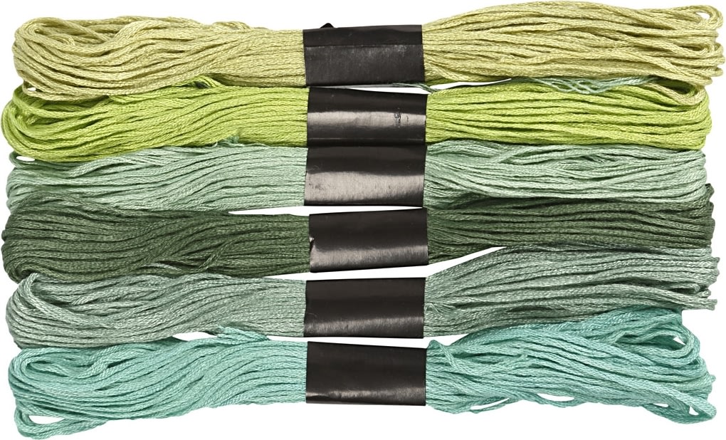 Broderigarn 6 buntar grön harmoni