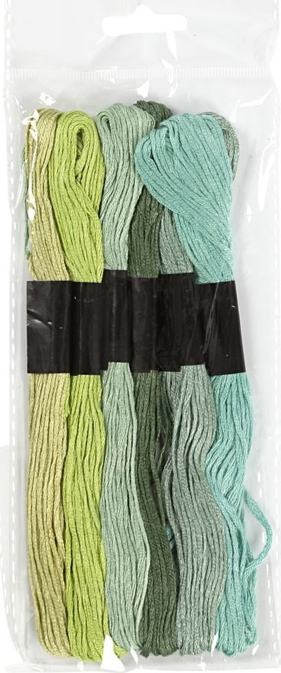 Broderigarn 6 buntar grön harmoni