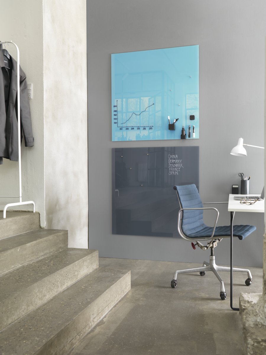 NAGA Glassboard magnetisk glastavle 100x100cm, grå