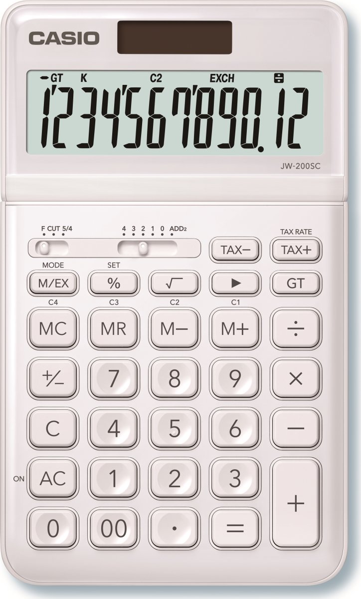 Casio JW-200TW bordsräknare, vit