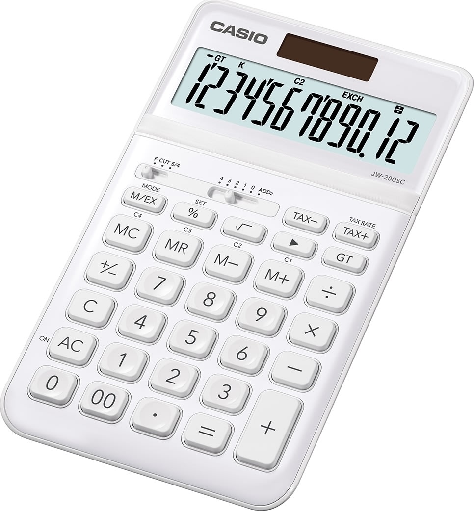 Casio JW-200TW bordsräknare, vit