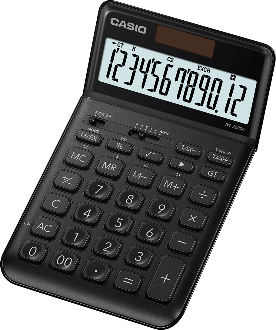 Casio JW-200DQ bordsräknare, svart