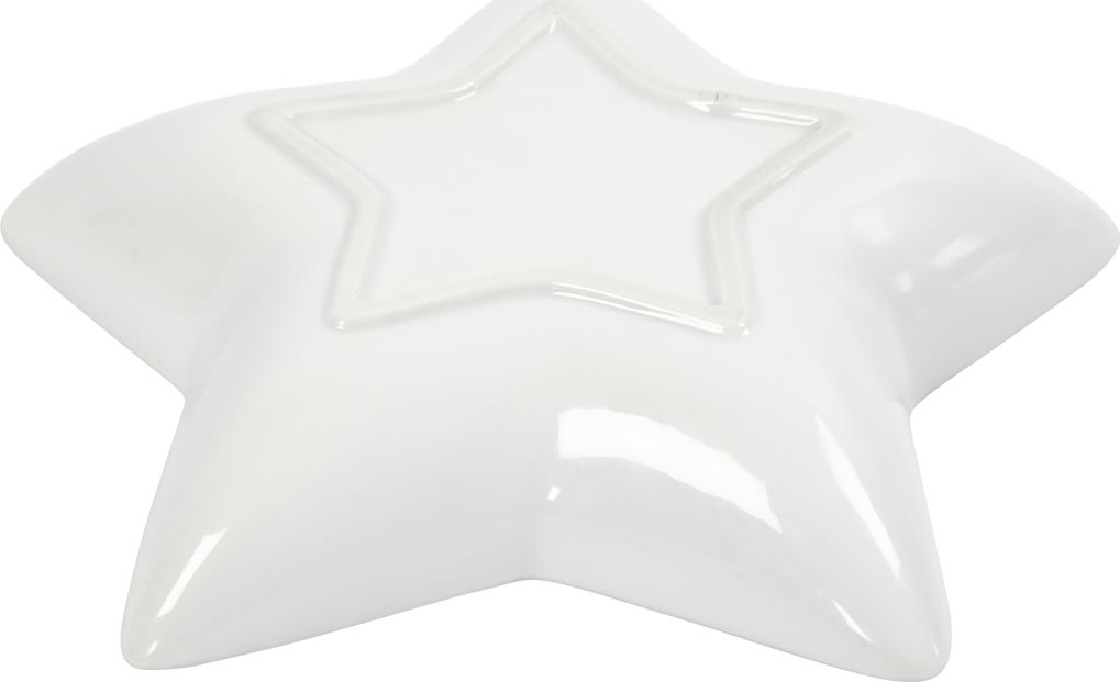 Keramikfat stjärna vit