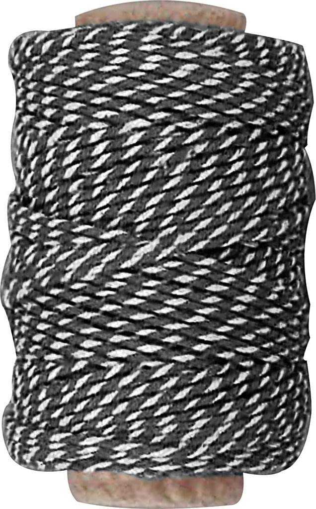 Bomullssnöre 1,1 mm x 50 m Svart/vit
