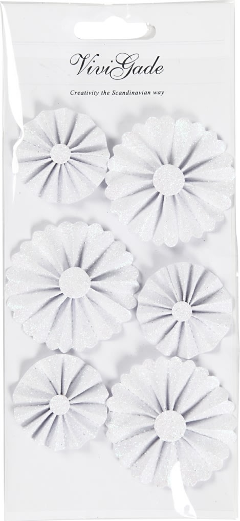 Vivi Gade Rosetter, 35+50 mm, 6 stk, glitter hvid
