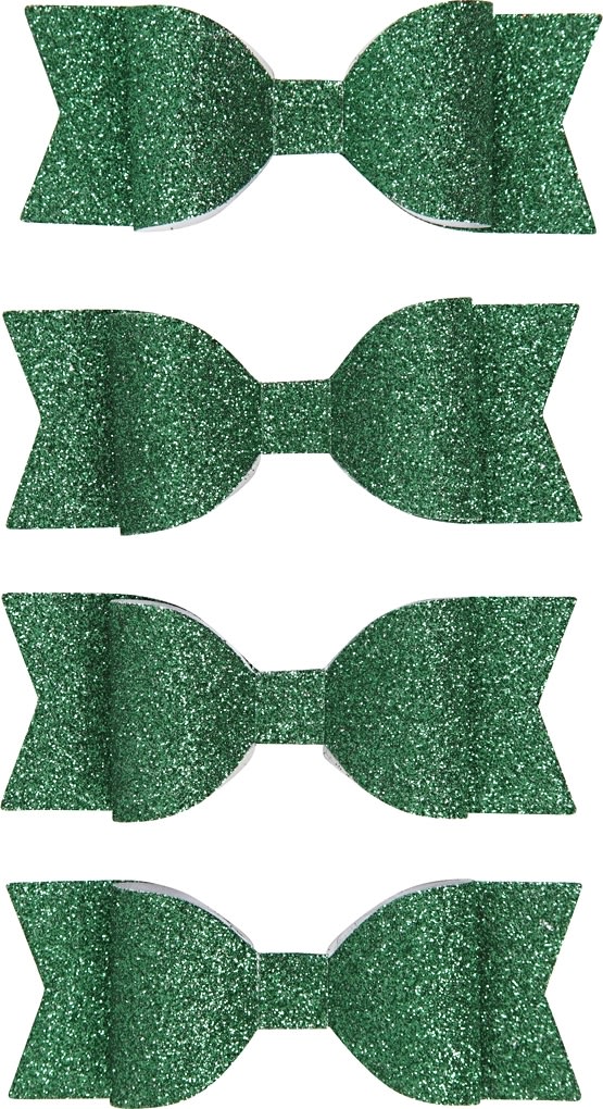 Vivi Gade Sløjfer, 31x85 mm, 4 stk, glitter grøn