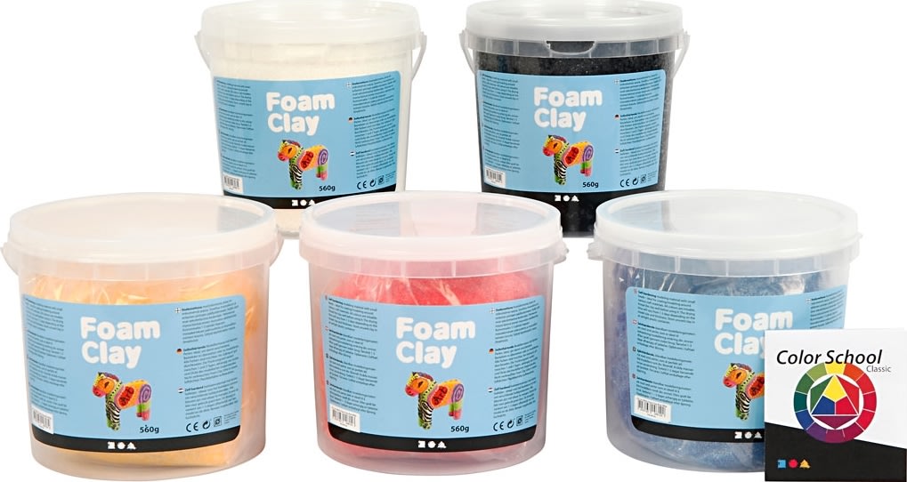 Foam Clay Modellervoks, 5x560 g, primær farver