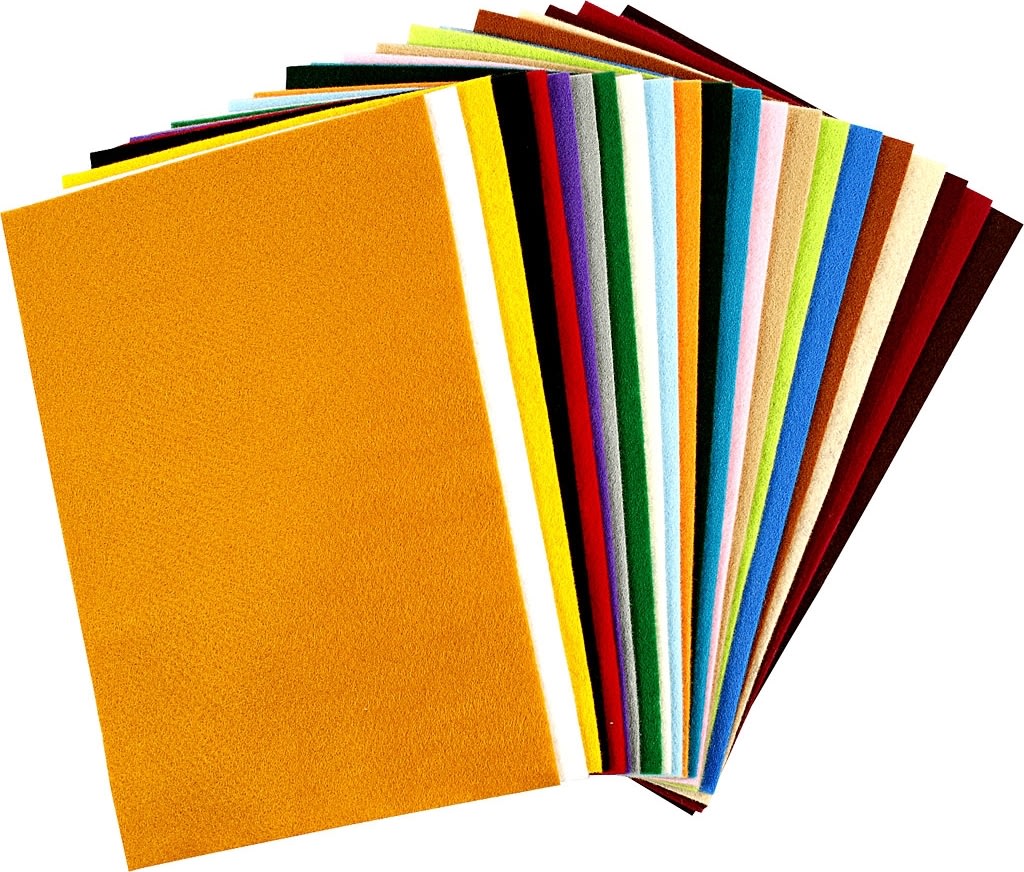 Hobbyfilt 20x30 cm 24 ark blandade färger