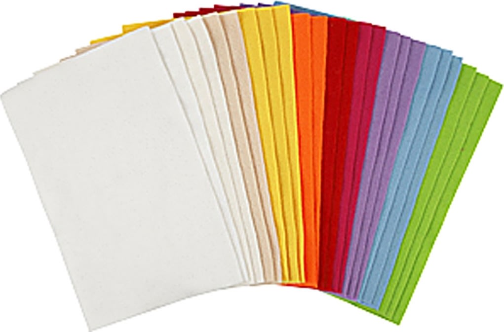 Hobbyfilt 20x30 cm 24 ark blandade ljusa färger