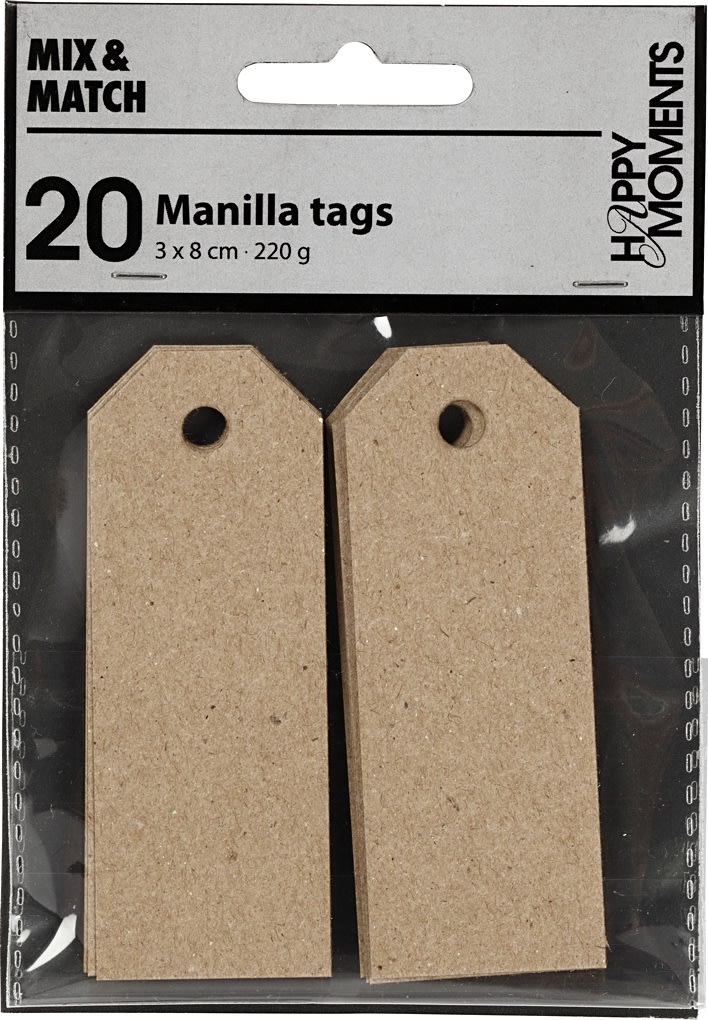Manillamärken Happy Moments 3x8 cm 20 st Natur