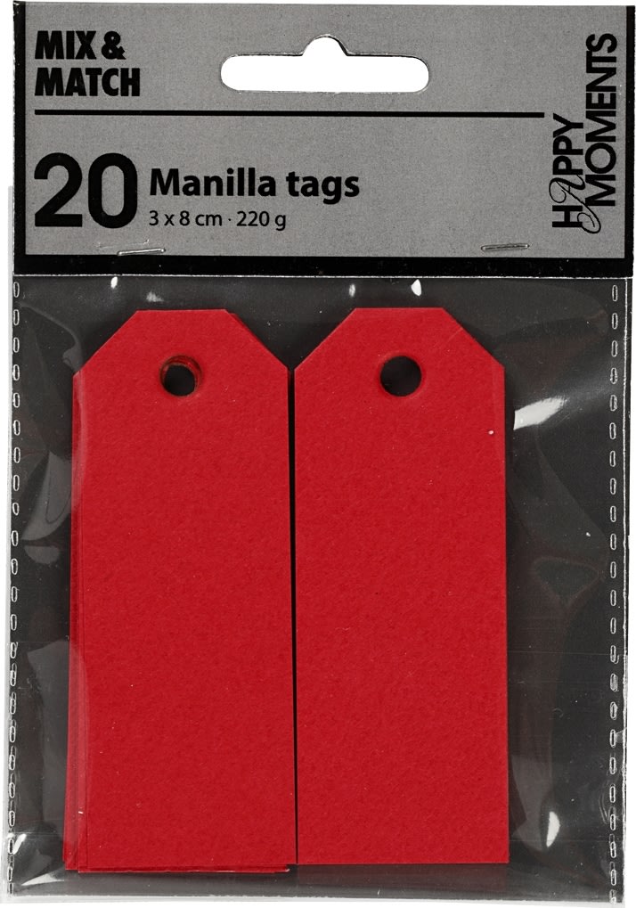 Manillamärken Happy Moments 3x8 cm 20 st Röd